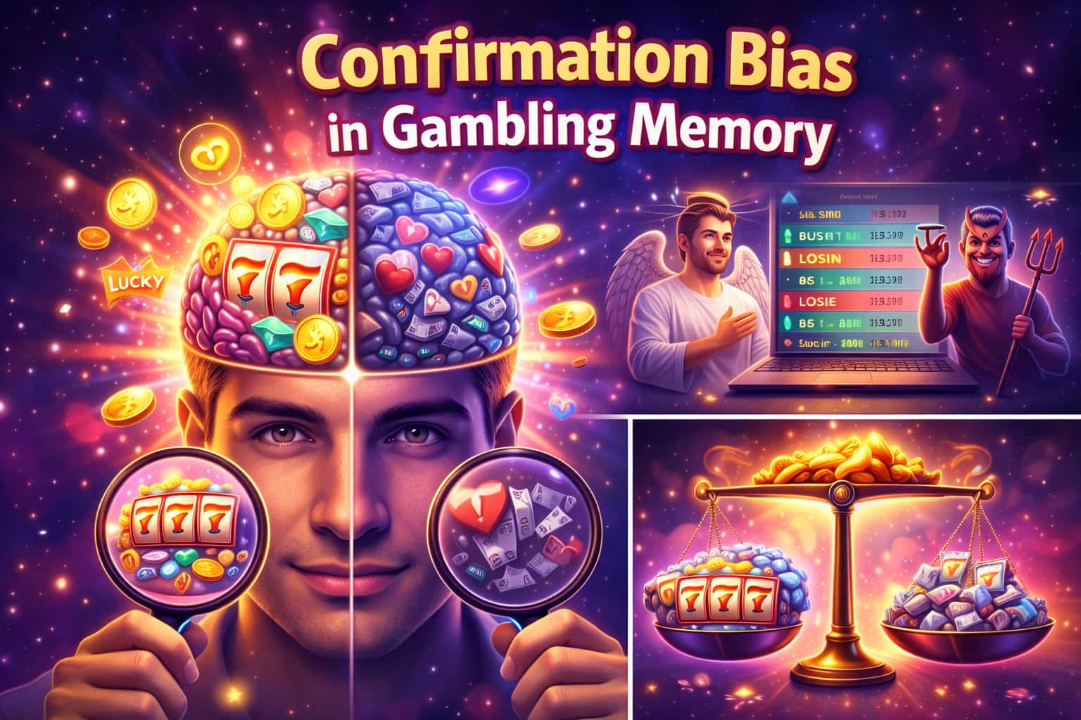 Brainy cartoon showing confirmation bias